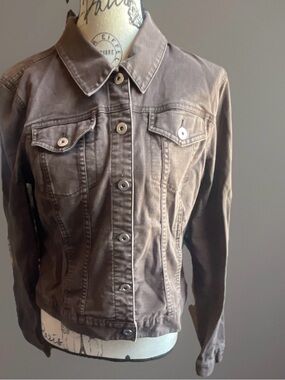 Style & Co. Brown Denim-Style Button-Front Jacket